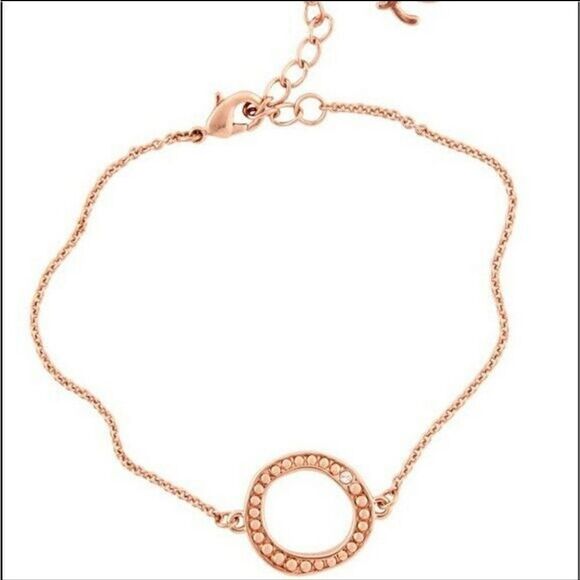 New Adore Organic Circle Rose Gold Bracelet with Swarovski Crystal - Picture 3 of 11